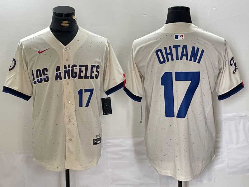 Mens Los Angeles Dodgers #17 Shohei Ohtani Cream 2024 City Connect Limited Stitched Jersey->los angeles dodgers->MLB Jersey
